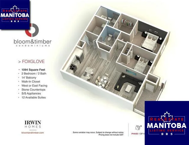 2 Bed Apartment for Sale at 305 1505 Molson St, Winnipeg, MB - MLS® #202004494